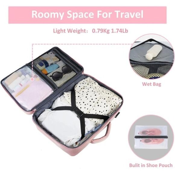 Pink Travel Backpack USB Laptop Bag Carry On Weekender Work Nurse Hiking Pack - Picture 4 of 7